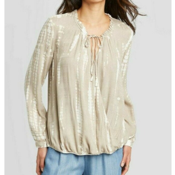 Tie Dye Faux Wrap Blouse - Picture 5 of 5